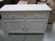 A two door two drawer painted kitchen cupboard. COLLECT ONLY.