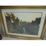 A gilt framed and glazed print of Lincoln on the Brayford 72 x 55 cm, COLLECT ONLY.