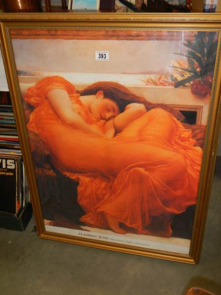 A framed and glazed print entitled 'Flaming June', COLLECT ONLY.