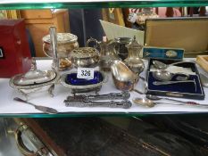 A mixed lot of silver plate including rose bowls.