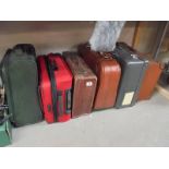 Six suitcases including vintage examples, COLLECT ONLY.