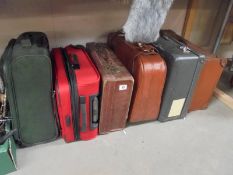 Six suitcases including vintage examples, COLLECT ONLY.