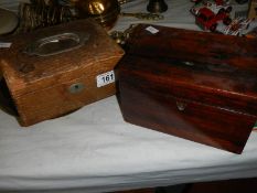 A mahogany jewellery box and one other.