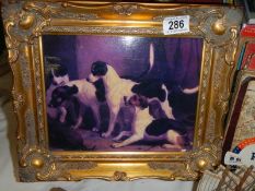 A gilt framed study of puppies, COLLECT ONLY.