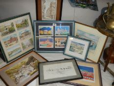 Eight framed and glazed prints,. COLLECT ONLY.