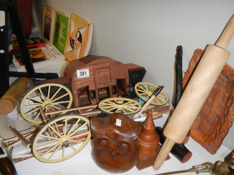 A mixed lot of wooden items.