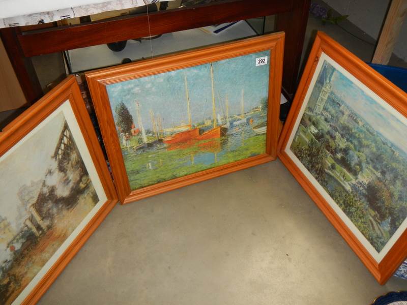 Three pine framed pictures, COLLECT ONLY.