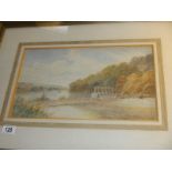 A framed and glazed watercolour river scene signed Allan, COLLECT ONLY.