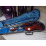A cased violin with bow, COLLECT ONLY.