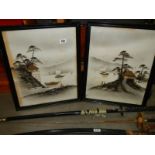 A pair of framed and glazed oriental scenes, COLLECT ONLY.