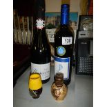 Two bottles of wine and two miniatures, COLLECT ONLY.