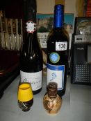 Two bottles of wine and two miniatures, COLLECT ONLY.