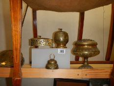 A mixed lot of brassware including chestnut roaster.