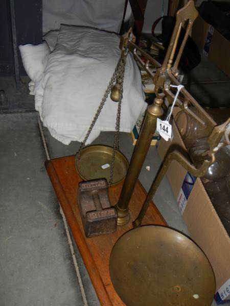 A set of Victorian brass scales, COLLECT ONLY. - Image 2 of 2