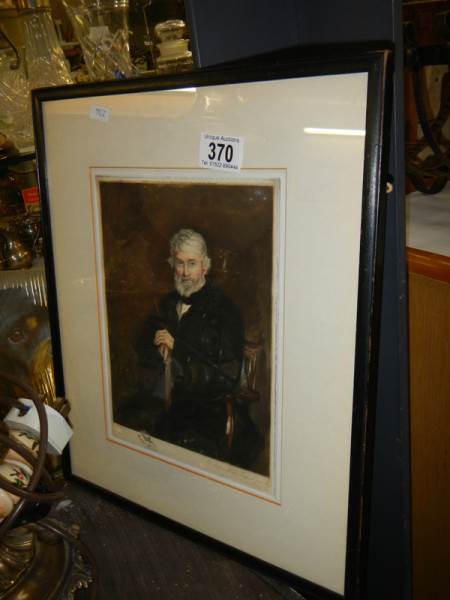 A framed and glazed 19th century engraving of a gentleman, COLLECT ONLY.