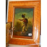 A birds eye maple framed and glazed print entitled 'Light Infantry Man', COLLECT ONLY.
