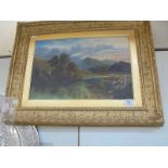 A gilt framed oil on canvas rural scene. COLLECT ONLY.