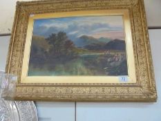 A gilt framed oil on canvas rural scene. COLLECT ONLY.