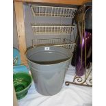 A retro vegetable rack and a metal waste bin. COLLECT ONLY