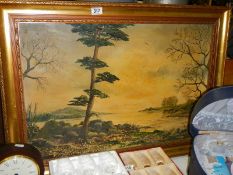 A gilt framed rural scene signed Breveritt 30-3-72, COLLECT ONLY.