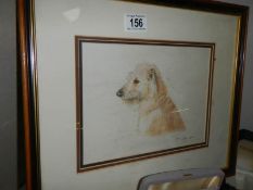 A framed and glazed study of a Terrier signed M Lilley 2000, COLLECT ONLY.