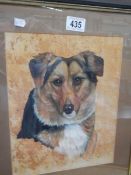 A framed and glazed watercolour of a dog, COLLECT ONLY.