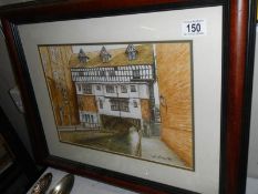 A framed and glazed Lincoln scene signed Jon Richards '98, COLLECT ONLY.