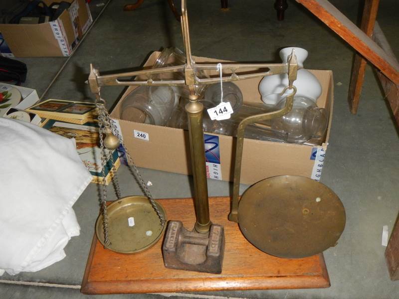 A set of Victorian brass scales, COLLECT ONLY.