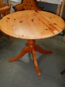 A circular pine table, COLLECT ONLY