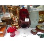 Four items of coloured glass, collect only.