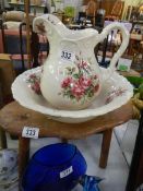 A floral jug and basin set, COLLECT ONLY.