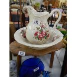 A floral jug and basin set, COLLECT ONLY.