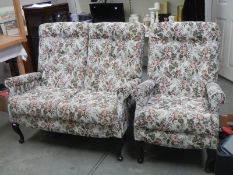 A two seat cottage settee with matching chair, COLLECT ONLY.