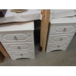 A pair of white three drawer bedside chests, COLLECT ONLY.