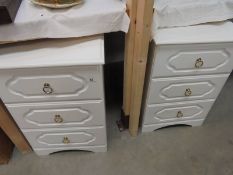 A pair of white three drawer bedside chests, COLLECT ONLY.