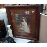 A 1930's oak framed print of a young girl COLLECT ONLY