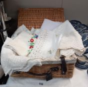 A John Lewis (Waitrose) picnic basket & 5 good tablecloths COLLECT ONLY