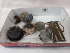 A selection of vintage gauges including volt & amps & tecquipment plaque