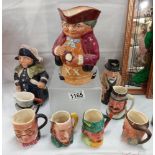 A selection of character & Toby jugs including Royal Doulton Winston Churchill & Toby XX etc.