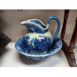A blue & white jug & bowl COLLECT ONLY