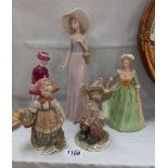 A Nao by Lladro figure, Franklin Mint Marie Antoinette & 3 other figures COLLECT ONLY