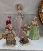 A Nao by Lladro figure, Franklin Mint Marie Antoinette & 3 other figures COLLECT ONLY