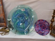 A coloured art glass bowl & 1 other COLLECT ONLY.