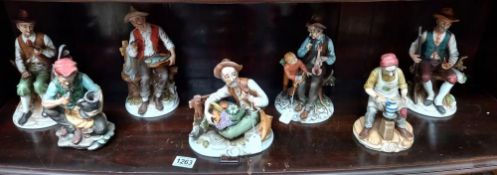 Seven Capo-di-Monte style figures. COLLECT ONLY