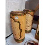 Two 19/20th century pottery umbrella stands, possibly Bretby, 40cm tall, 20cm diameter, COLLECT