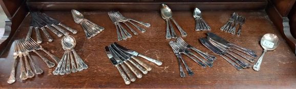 A quantity of Saul & Seymour Sheffield silver plated King's pattern cutlery