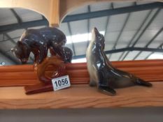 2 Russian figures of bear & seal marked USSR