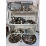 A large lot of silver plate including trays, cutlery etc