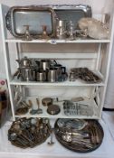 A large lot of silver plate including trays, cutlery etc