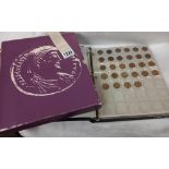 A part album of coins including shillings, 10p pieces & three pence coins